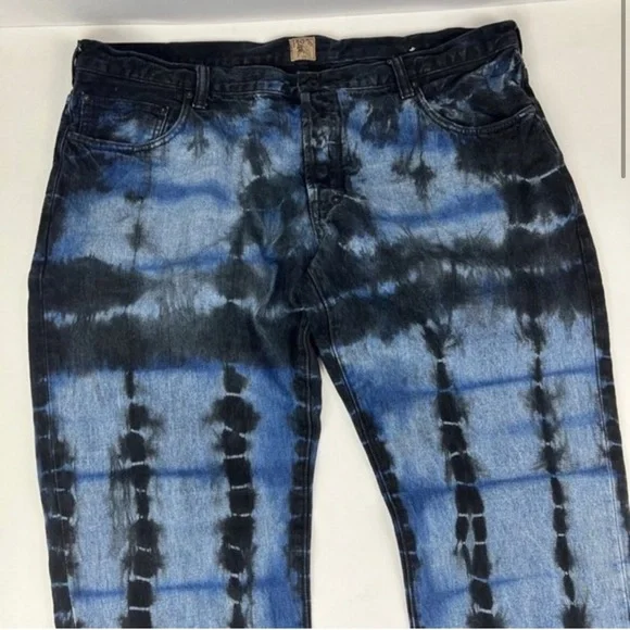 PRPS Barracuda Blue & Black Tie Dye Cotton 5 Pocket Jeans Mens Size 44X34‎